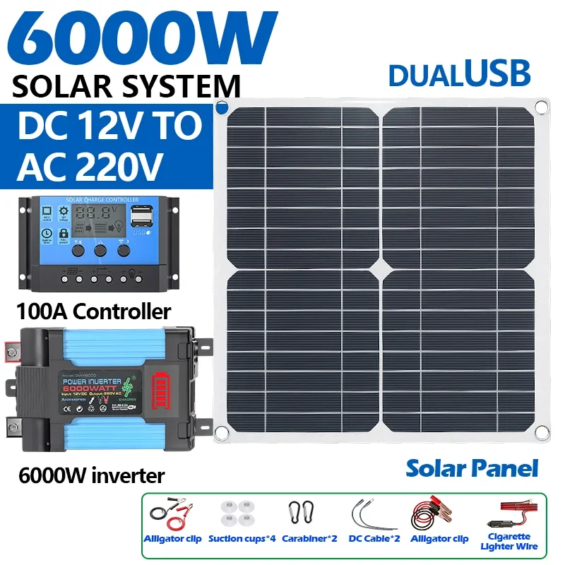 6000W zonne-energiekit uitgeru - Solar Panel 200W recensie en prijs